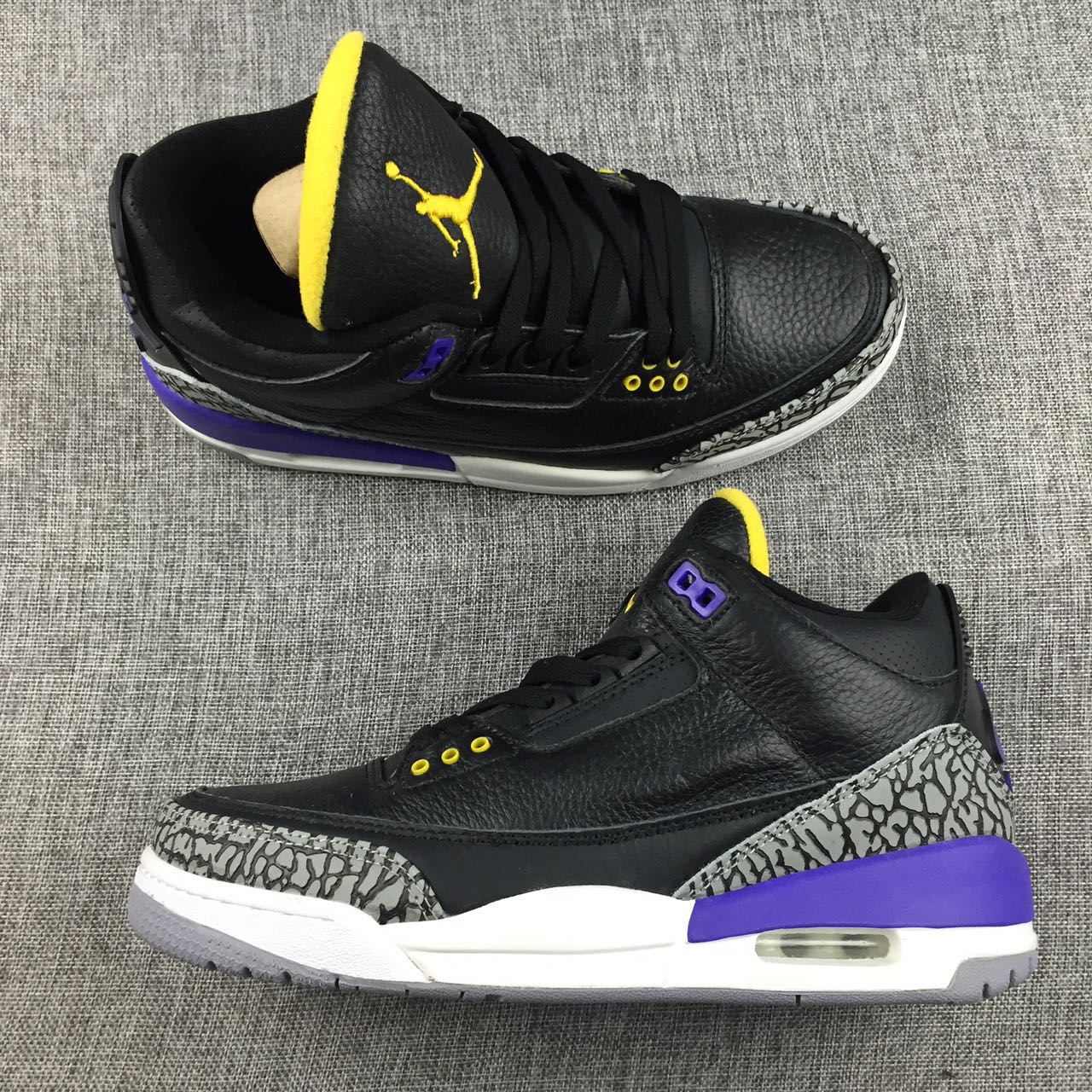 New Air Jordan 3 Black Purple Yellow Shoes